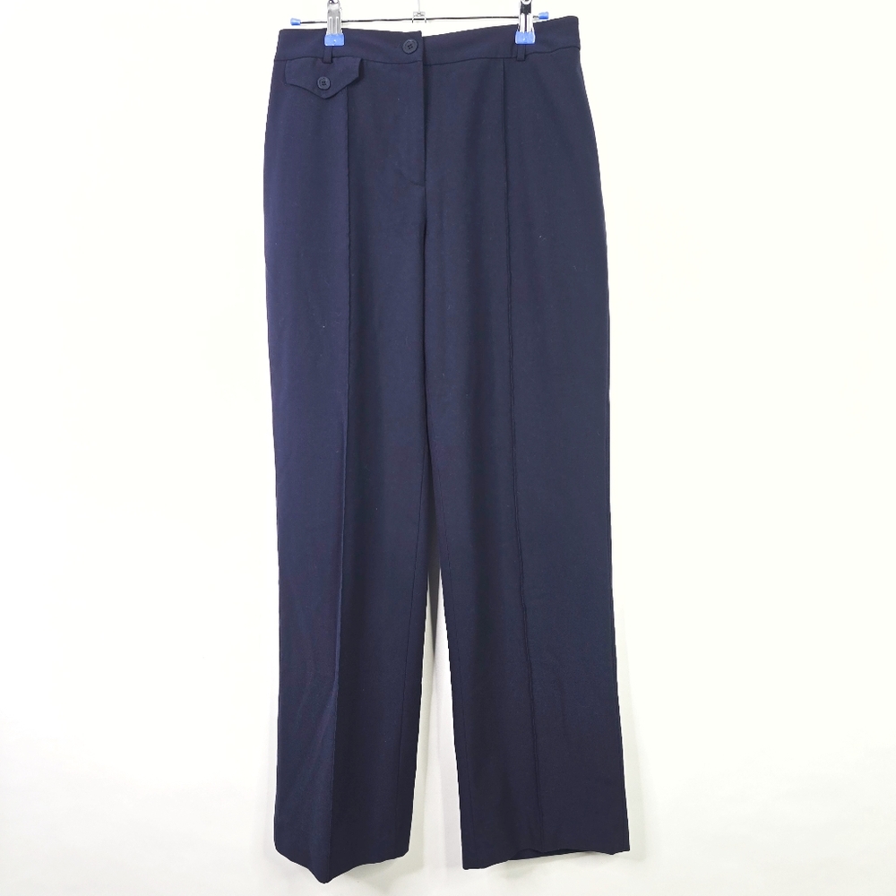 Talbots Navy Stretch Wide-Leg Dress Pants